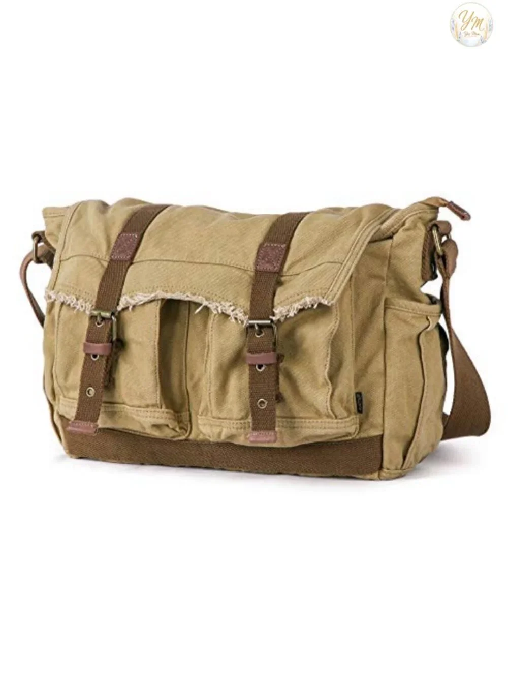 Heavy Duty Canvas Messenger Bag Vintage Frayed Style Boho Purse Shoulder Bag